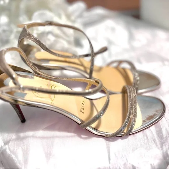 CHRISTIAN LOUBOUTIN Authentic Silver Strappy Sandals - Picture 4 of 15
